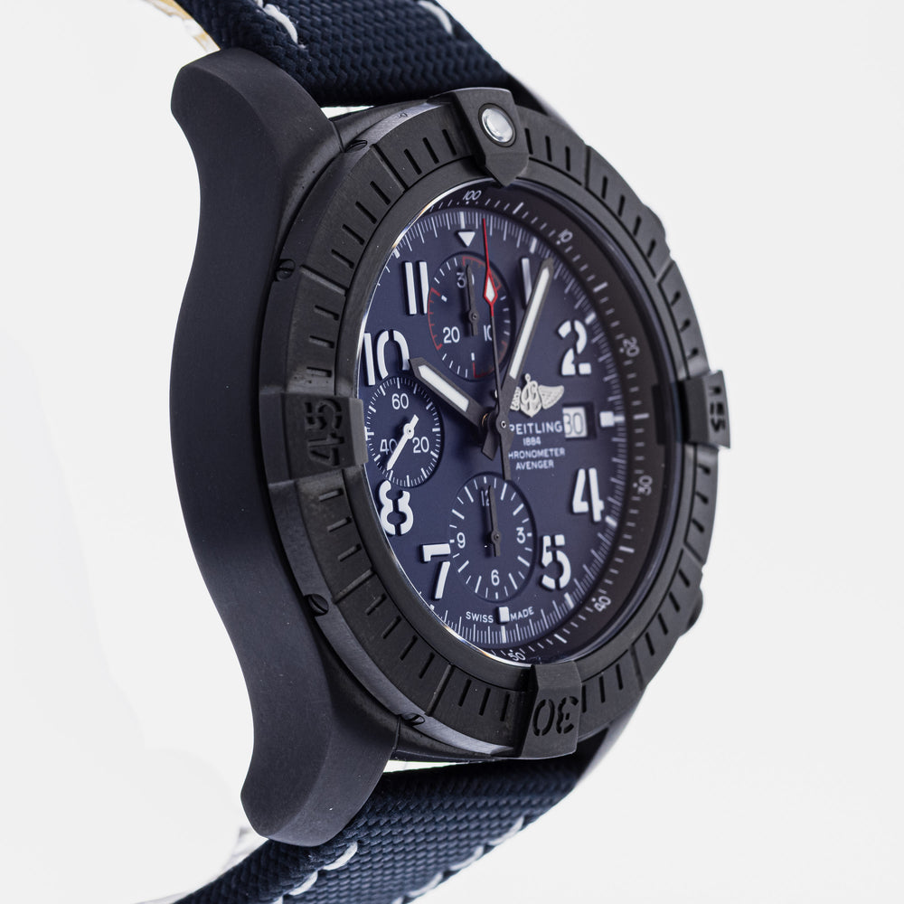 Breitling Super Avenger Chronograph 48 Night Mission Blue Dial Blue Leather Strap Watch for Men - V13375101C1X2 Buy Now By Breitling