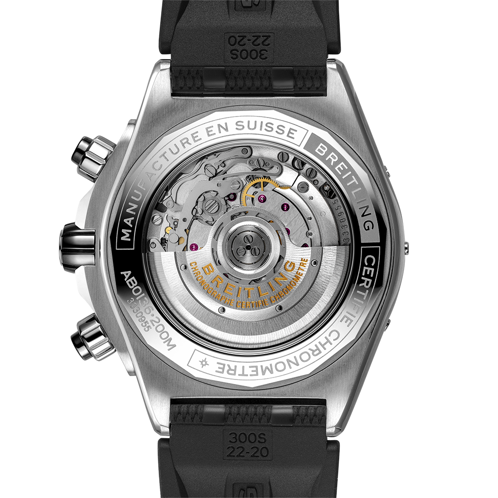 Breitling Super Chronomat B01 44 Black Dial Black Rubber Strap Watch for Men - AB0136251B2S1 Buy Now By Breitling