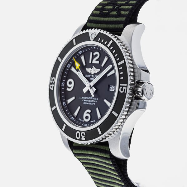 Breitling Superocean Automatic 44mm Outerknown Green Dial Green Nylon Strap Watch for Men - A17367A11L1W1 Buy Now By Breitling