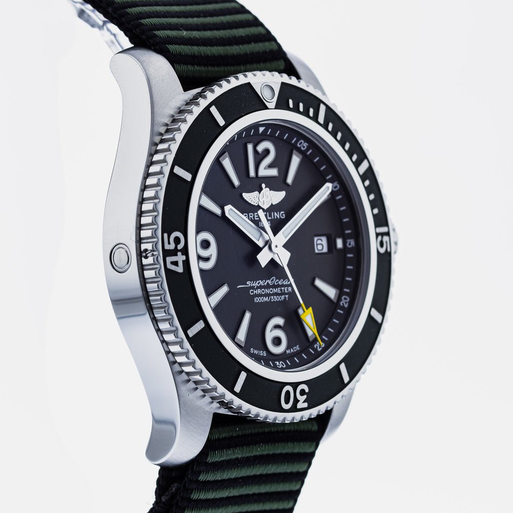 Breitling Superocean Automatic 44mm Outerknown Green Dial Green Nylon Strap Watch for Men - A17367A11L1W1 Buy Now By Breitling