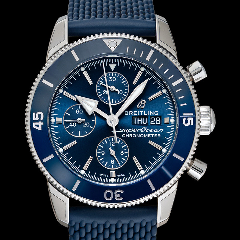 Breitling Superocean Heritage Chronograph 44 Blue Dial Blue Mesh Bracelet Watch for Men - A13313161C1S1 Buy Now By Breitling