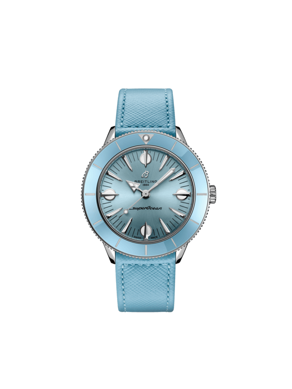 Breitling Superocean Heritage '57 Pastel Paradise Blue Dial Blue Leather Strap Watch for Women - A10340161C1X1 Buy Now By Breitling