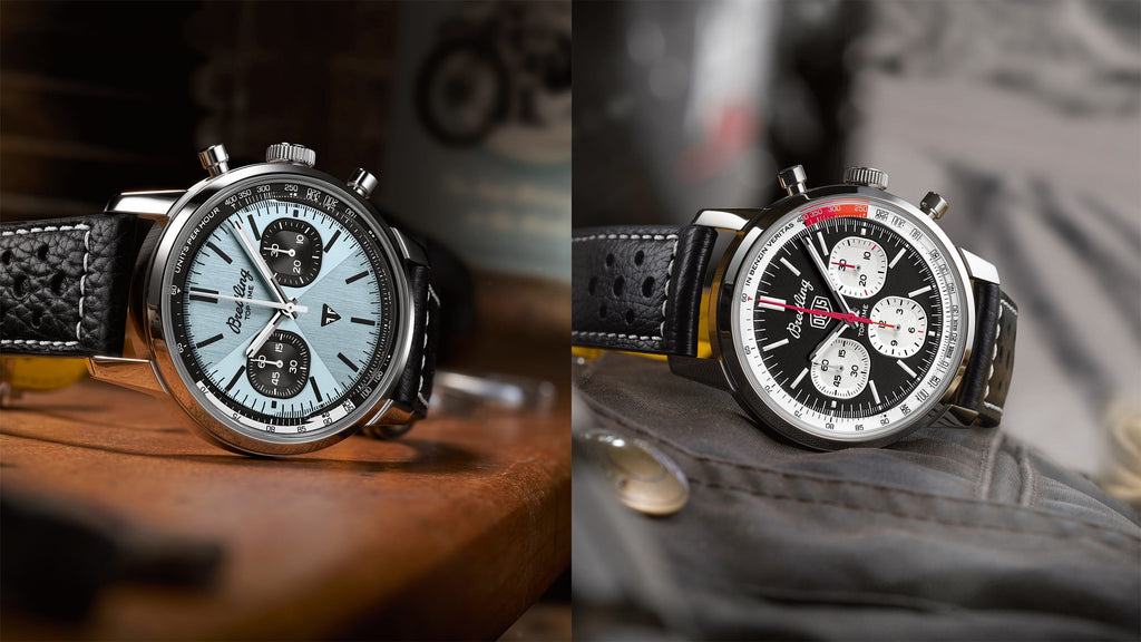 Breitling Top Time B01 Triumph Blue Dial Black Leather Strap Watch for Men - AB01764A1C1X1 Buy Now By Breitling