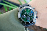 Breitling Superocean Heritage B01 Chronograph 44 Green Dial Black Mesh Bracelet Watch for Men - MB01621A1L1S1 Buy Now By Breitling