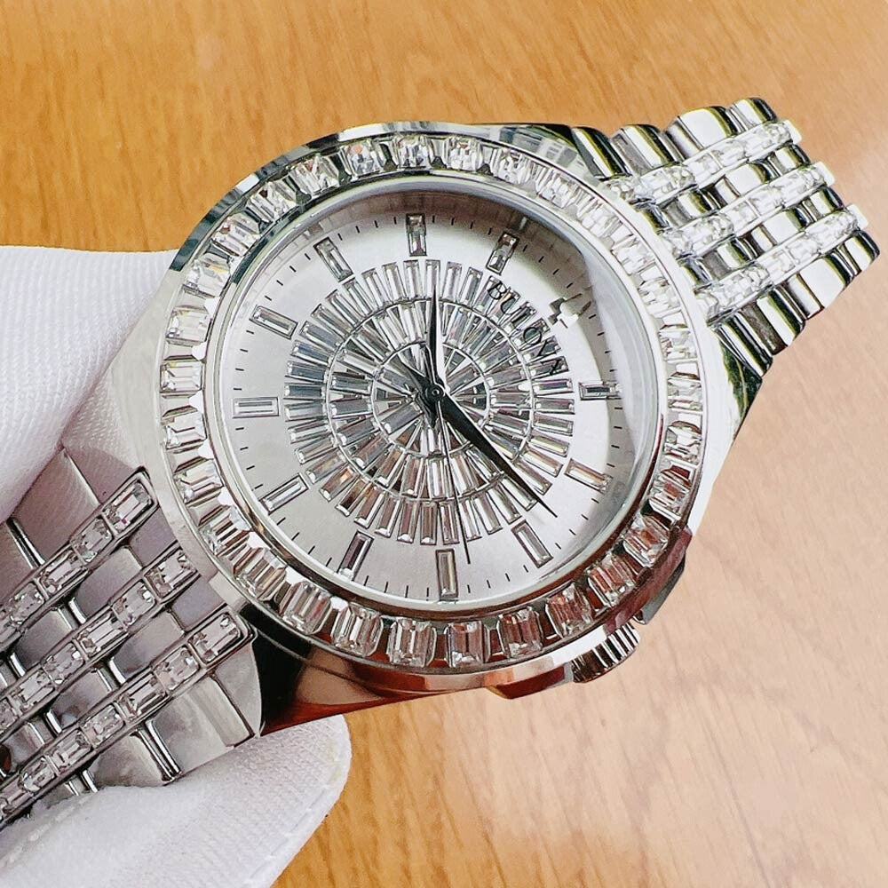 Bulova Phantom Crystal Silver Dial Silver Steel Strap Watch for Men - 96A236 Buy Now By Bulova