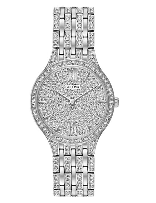 Bulova Crystal Collection Silver Dial Silver Steel Strap Watch for Women - 96L243 Buy Now By Bulova