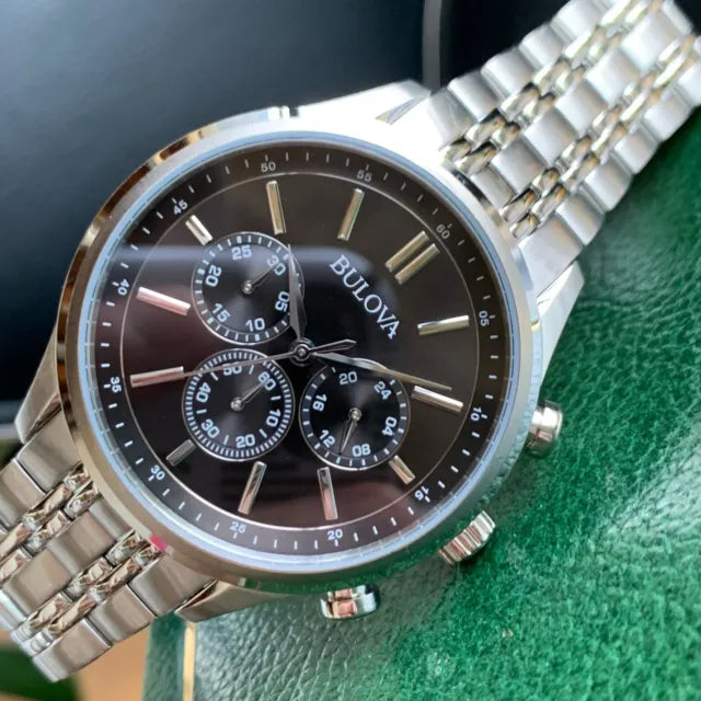 Bulova Classic Collection Black Dial Silver Steel Strap Watch for Men - 96K107 Buy Now By Bulova