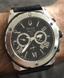 Bulova Marine Star Chronograph Black Dial Black Rubber Strap Watch for Men - 98B127 Buy Now By Bulova