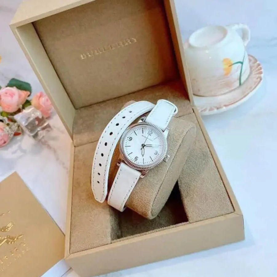 Burberry Utilitarian White Dial White Leather Strap Watch for Women - BU7846 Buy Now By Burberry