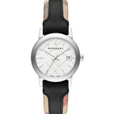 Burberry The City White Dial Black Haymarket Leather Strap Watch for Women - BU9150 Buy Now By Burberry