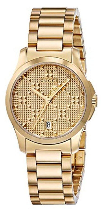 Gucci G Timeless Gold Dial Gold Steel Strap Watch For Women - YA126553 Buy Now By Gucci