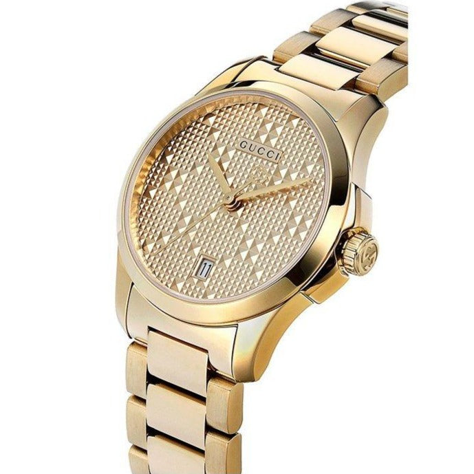 Gucci G Timeless Gold Dial Gold Steel Strap Watch For Women - YA126553 Buy Now By Gucci