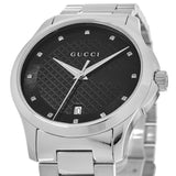 Gucci G Timeless Diamonds Black Dial Silver Steel Strap Watch For Men - YA126456 Buy Now By Gucci