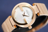 Gucci G Interlocking Mother of Pearl Dial Rose Gold Steel Strap Watch For Women - YA133515 Buy Now By Gucci