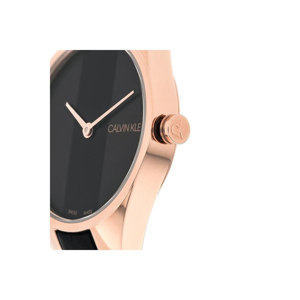 Calvin Klein Rebel Black Dial Black Leather Strap Watch for Women - K8P236C1 Buy Now By Calvin Klein