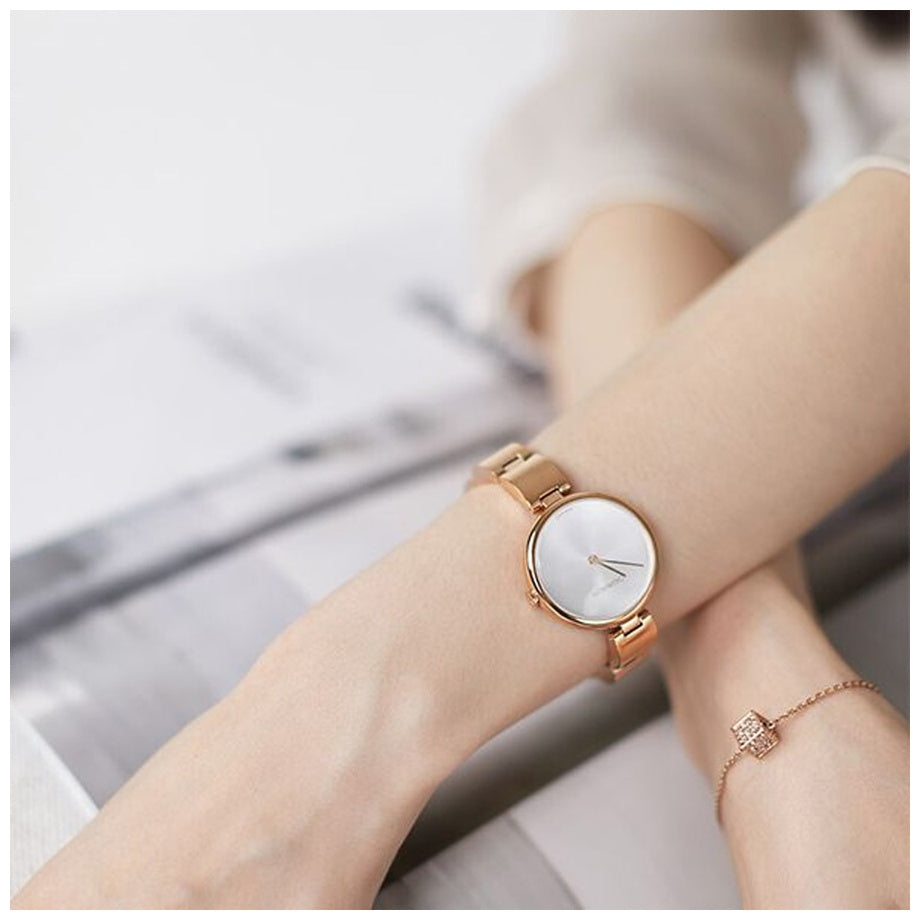 Calvin Klein Wavy White Dial Rose Gold Steel Strap Watch for Women - K9U23646 Buy Now By Calvin Klein