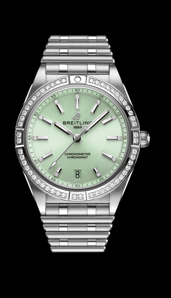 Breitling Chronomat Automatic 36 Diamonds Green Dial Two Tone Steel Strap Watch for Women - A10380591L1A1 Buy Now By Breitling