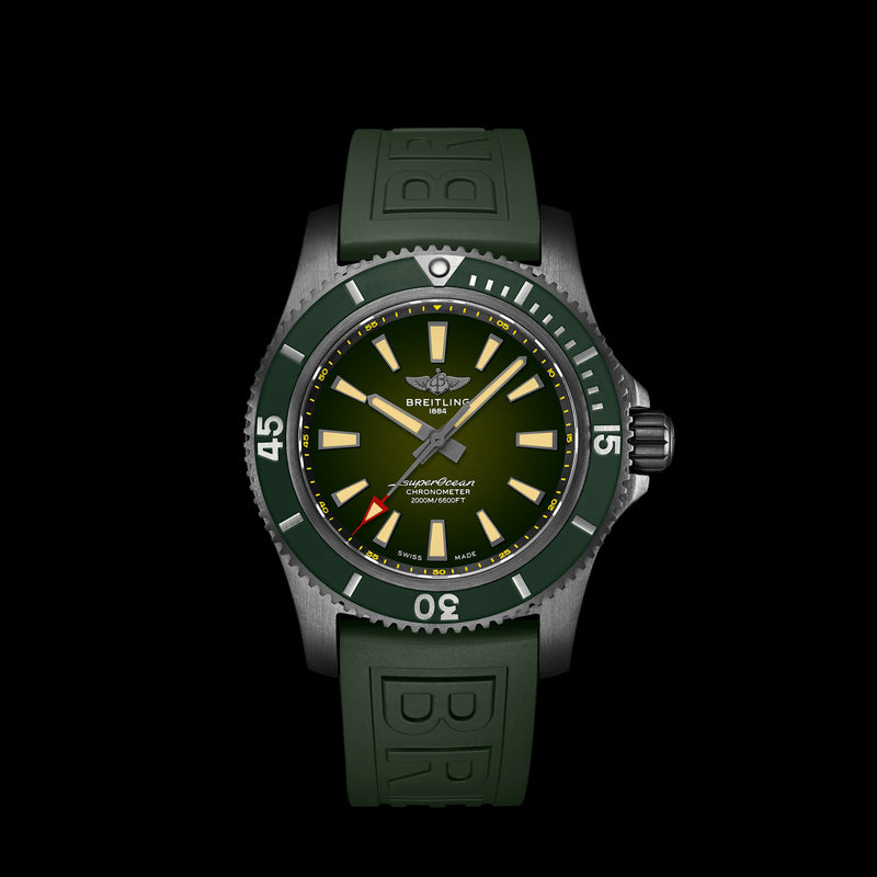 Breitling Superocean Automatic 46 Green Dial Green Rubber Strap Watch for Men - M173681A1L1S1 Buy Now By Breitling