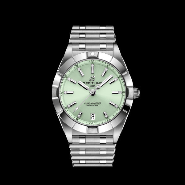Breitling Chronomat 32 Diamonds Green Dial Silver Steel Strap Watch for Women - A77310101L1A1 Buy Now By Breitling