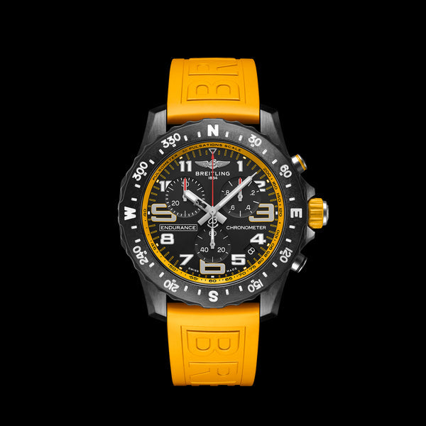 Breitling Endurance Pro Black Dial Yellow Rubber Strap Watch for Men - X82310A41B1S1 Buy Now By Breitling