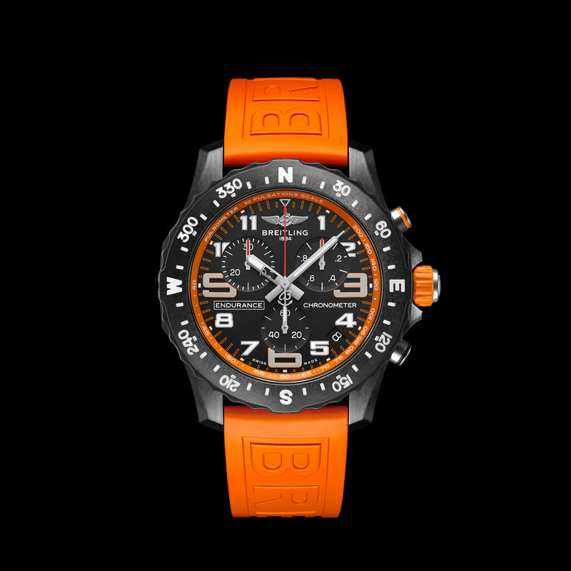 Breitling Endurance Pro Black Dial Orange Rubber Strap Watch for Men - X82310A51B1S1 Buy Now By Breitling