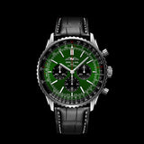 Breitling Navitimer B01 Chronograph 46 Green Dial Black Leather Strap Watch for Men - AB0137241L1P1 Buy Now By Breitling