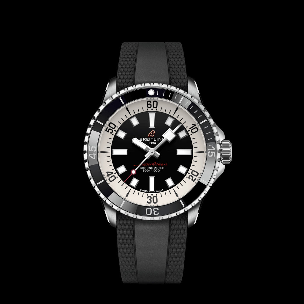 Breitling Superocean Automatic 42 Black Dial Black Rubber Strap Watch for Men - A17375211B1S1 Buy Now By Breitling