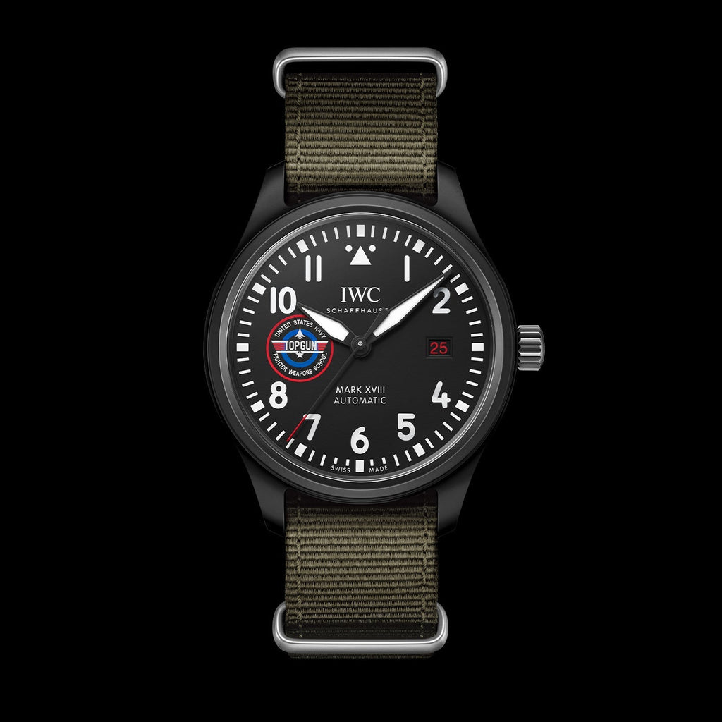 IWC Pilot’s Watch Mark XVIII Top Gun Edition “SFTI” Black Dial Green Nylon Strap Watch for Men - IW324712 Buy Now By IWC