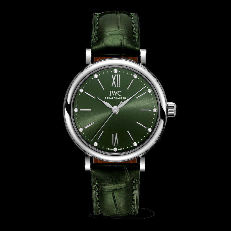 IWC Portofino Automatic Green Dial Green Leather Strap Watch for Women - IW357405 Buy Now By IWC
