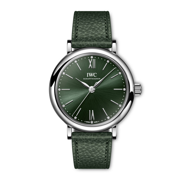 IWC Portofino Automatic Automatic Green Dial Green Leather Strap Watch for Women - IW357412 Buy Now By IWC