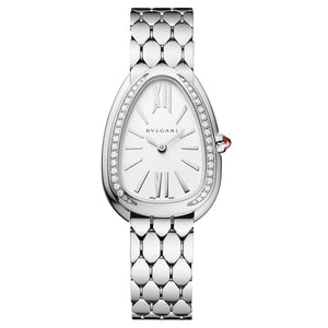 Bvlgari Serpenti Seduttori Diamonds Silver Dial Silver Steel Strap Watch for Women - SERPENTI103361 Buy Now By Bvlgari