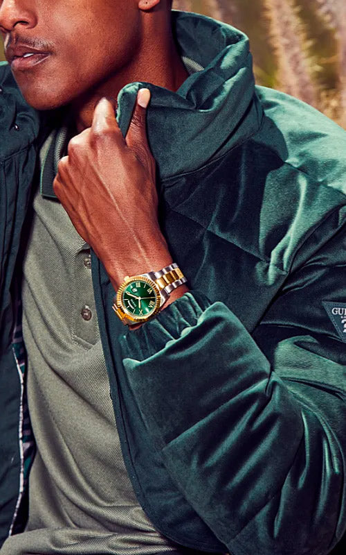 Guess Connoisseur Green Dial Two Tone Steel Strap Watch for Men - GW0265G8 Buy Now By Guess