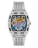 Guess Phoenix Polycarbonate Clear Multi-function Black Dial Clear Rubber Strap Watch for Men - GW0499G3 Buy Now By Guess