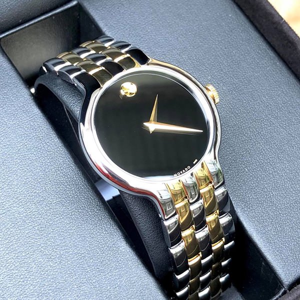 Movado Veturi Quartz Black Dial Two Tone Steel Strap Watch for Men - 0606932 Buy Now By Movado