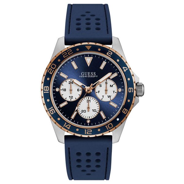 Guess Odyssey Multifunction Blue Dial Blue Rubber Strap Watch For Men - W1108G4 Buy Now By Guess