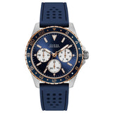 Guess Odyssey Multifunction Blue Dial Blue Rubber Strap Watch For Men - W1108G4 Buy Now By Guess