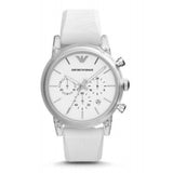 Emporio Armani Classic Chronograph White Dial White Rubber Strap Watch For Men - AR1054 Buy Now By Emporio Armani