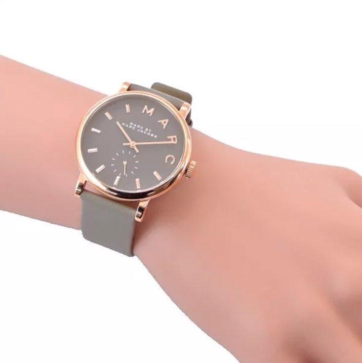 Marc Jacobs Baker Grey Dial Grey Leather Strap Watch for Women - MBM1266 Buy Now By Marc Jacobs