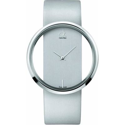Calvin Klein Glam Transparent Dial White Leather Strap Watch for Women - K9423101 Buy Now By Calvin Klein