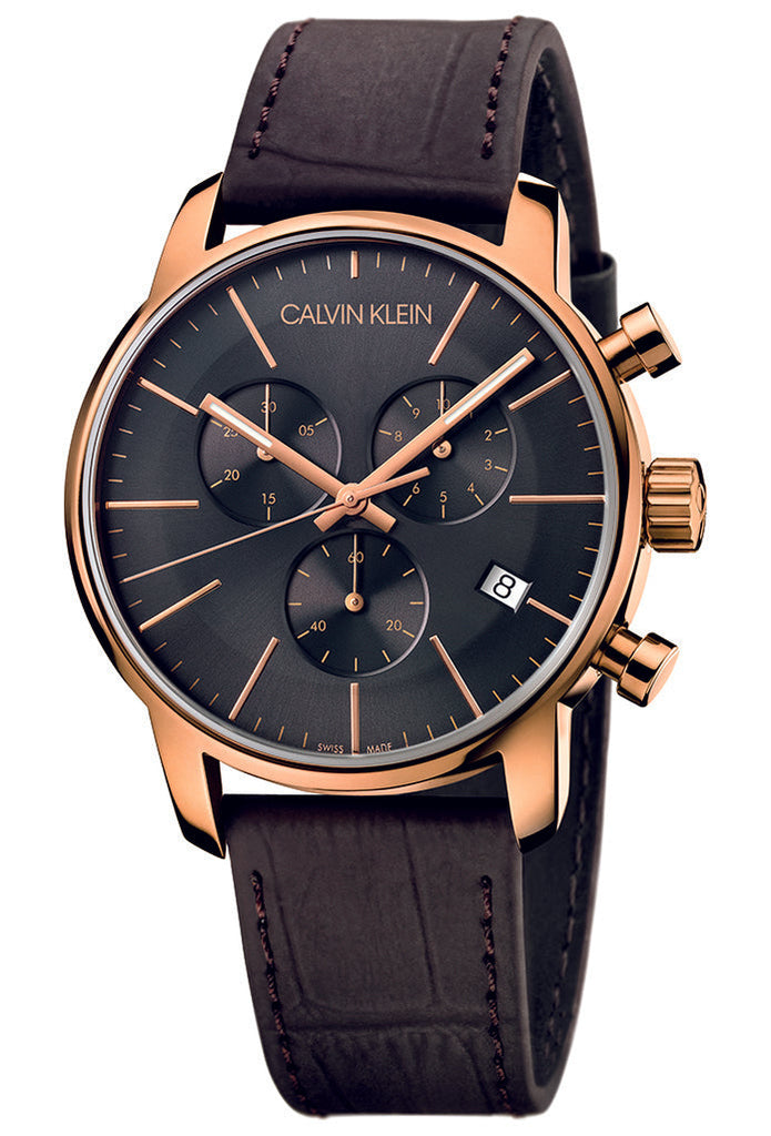 Calvin Klein City Chronograph Grey Dial Brown Leather Strap Watch for Men - K2G276G3 Buy Now By Calvin Klein