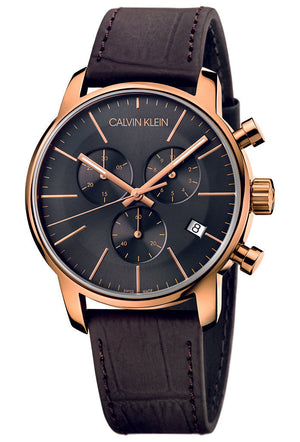 Calvin Klein City Chronograph Grey Dial Brown Leather Strap Watch for Men - K2G276G3 Buy Now By Calvin Klein