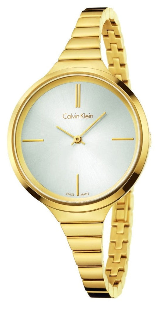 Calvin Klein Lively White Dial Gold Steel Strap Watch for Women - K4U23526 Buy Now By Calvin Klein