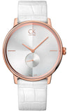 Calvin Klein Accent Silver Dial White Leather Strap Watch for Women - K2Y216K6 Buy Now By Calvin Klein