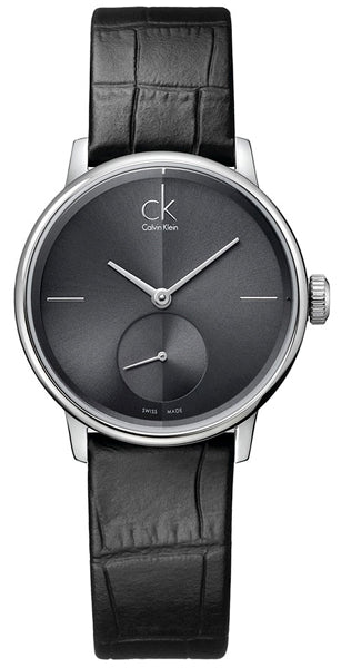Calvin Klein Accent Black Dial Black Leather Strap Watch for Women - K2Y231C3 Buy Now By Calvin Klein