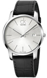 Calvin Klein City Date Silver Dial Black Leather Strap Watch for Men - K2G2G1C6 Buy Now By Calvin Klein
