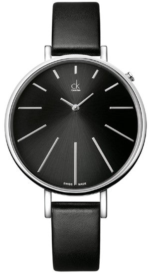 Calvin Klein Equal Black Dial Black Leather Strap Watch for Women - K3E231C1 Buy Now By Calvin Klein