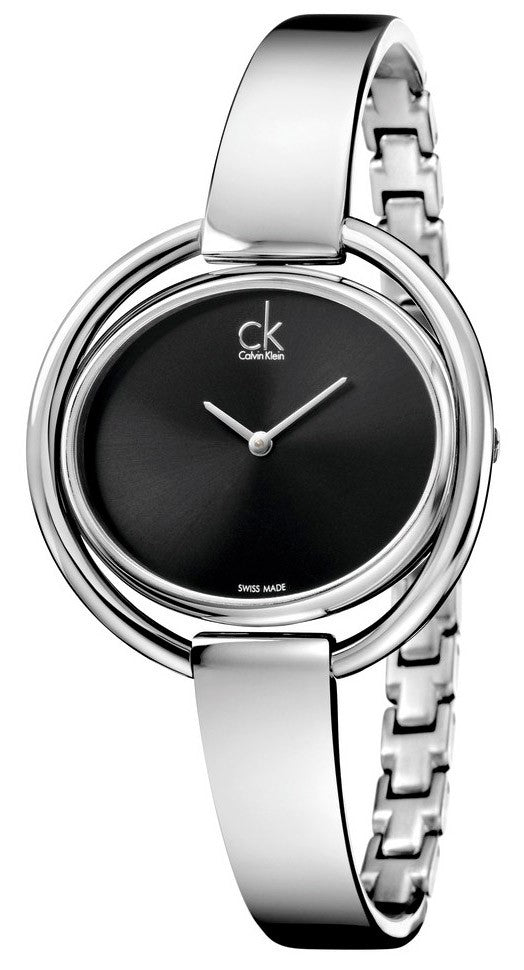 Calvin Klein Impetuous Black Dial Silver Steel Strap Watch for Women - K4F2N111 Buy Now By Calvin Klein