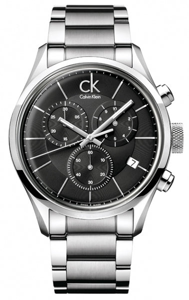 Calvin Klein Masculine Chronograph Black Dial Silver Steel Strap Watch for Men - K2H27104 Buy Now By Calvin Klein