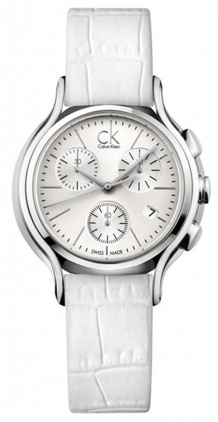 Calvin Klein Skirt White Dial White Leather Strap Watch for Women - K2U291L6 Buy Now By Calvin Klein