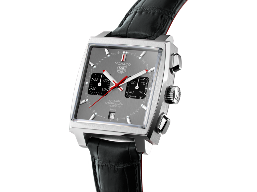 Tag Heuer Monaco Calibre 12 Final Edition Chronograph Grey Dial Black Leather Strap Watch for Men - CAW211J.FC6476 Buy Now By Tag Heuer